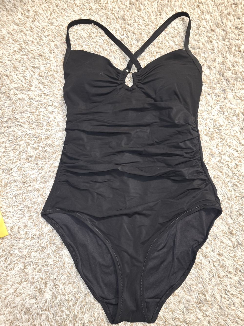Shapellx black ruched tummy control one piece swimsuit NWT